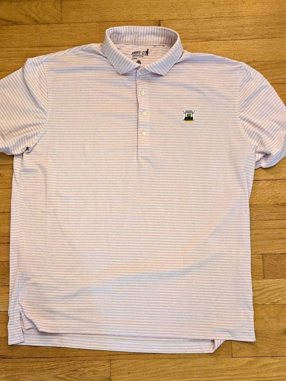 johnnie-O Striped Polo Pink & White Size Large